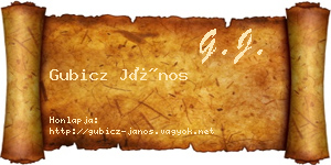 Gubicz János névjegykártya