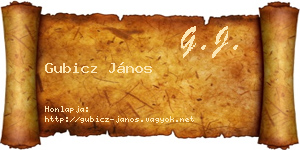 Gubicz János névjegykártya